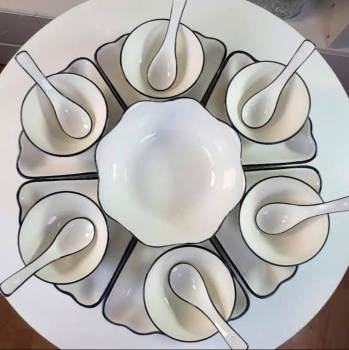 Bộ Bát Đĩa Hoa Mặt Trời Gốm Bát Tràng Vẽ Sen